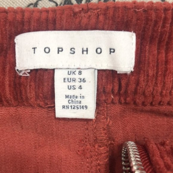 TOPSHOP Rust Corduroy Double Buckle Mini Skirt - Picture 4 of 7
